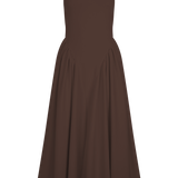 Sharon | Hnědé kakao midi šaty z elastického materiálu