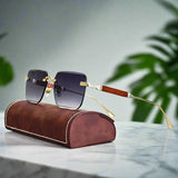 Alex – Obdélníkové sluneční brýle se zlatými akcenty