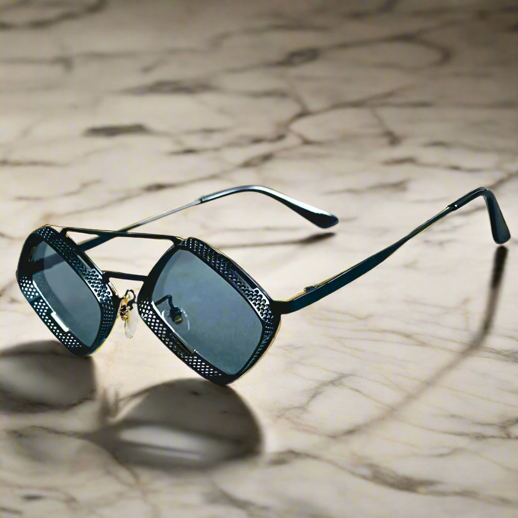 Alex – Sluneční brýle s hexagonálním rámem a zrcadlovými skly