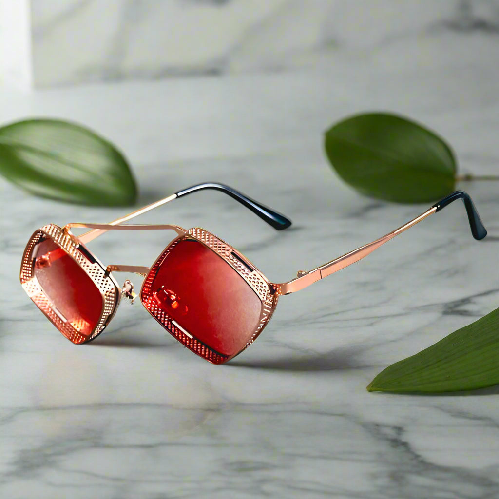 Alex – Sluneční brýle s hexagonálním rámem a zrcadlovými skly