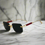 Alex – Obdélníkové sluneční brýle se zlatými akcenty