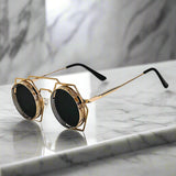 Alex – Kulaté retro sluneční brýle z kovu" can be rewritten as: "Alex – Kovové kulaté retro sluneční brýle