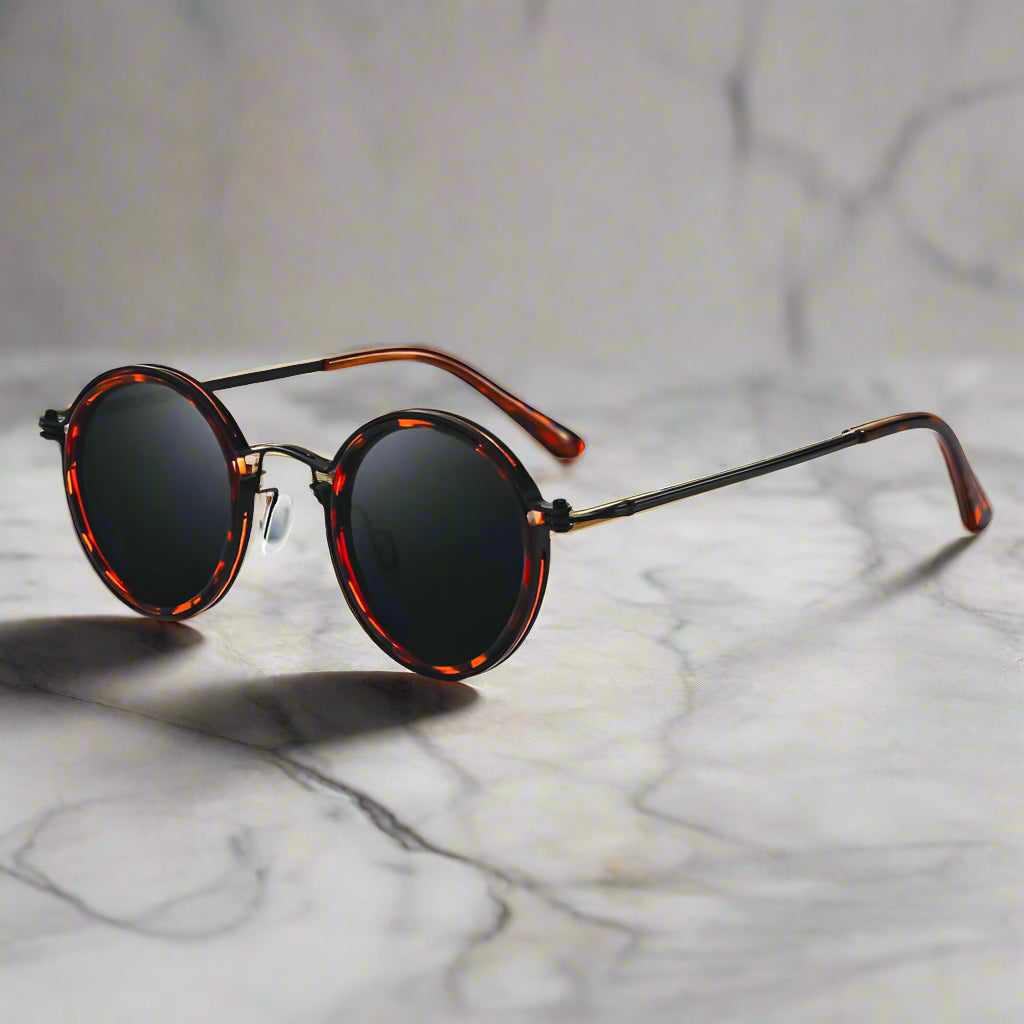 Alex – Elegantní kulaté retro sluneční brýle s kovovým rámem