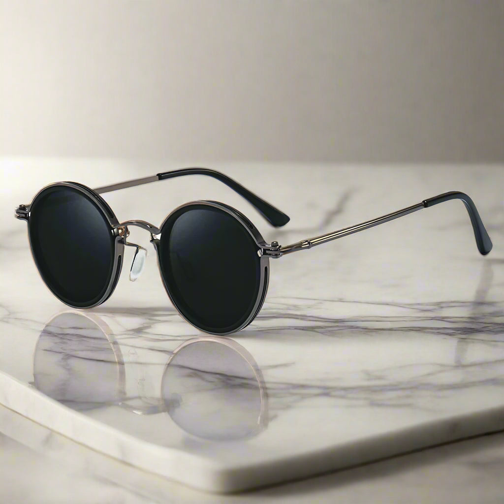 Alex – Elegantní kulaté retro sluneční brýle s kovovým rámem