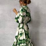 Gabriela | Elegantní dlouhé šaty s dlouhými rukávy a V-výstřihem