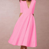 Laura | Dámské Midi Šaty A-Linie s Hlubokým V Výstřihem