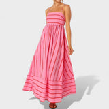 Isabel - Dlouhé pruhované šaty s elegantním designem