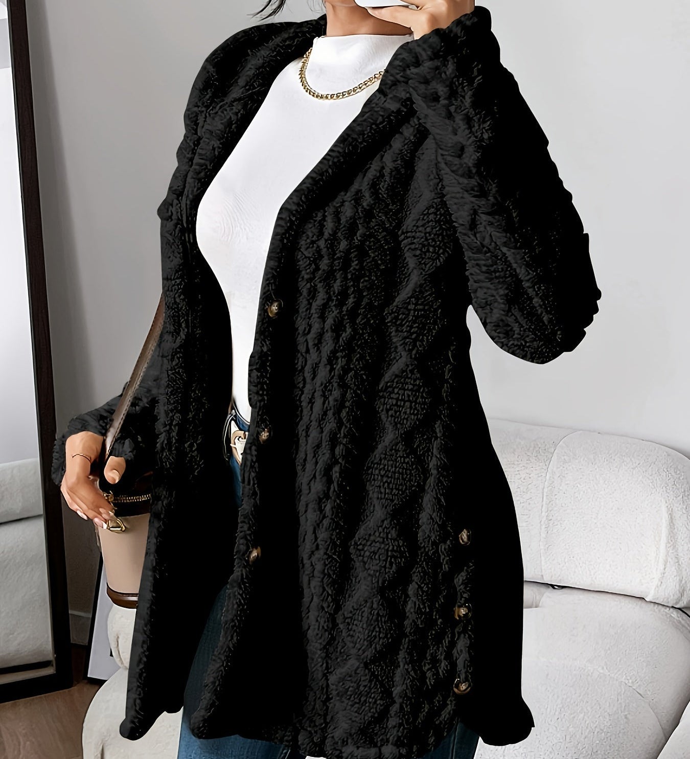 Sarahi™ | Kabát s měkkou huňatou kapucí