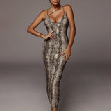 Leopard Print | Form-Fitting Sexy Dress with Thin Straps