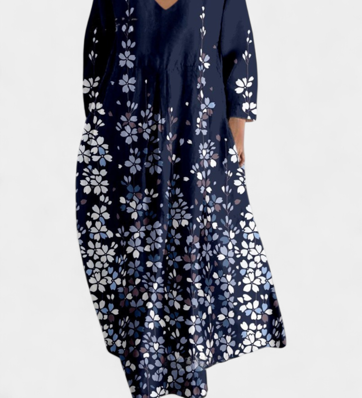 Anne | Lehké šaty s V-výstřihem a barevným potiskem