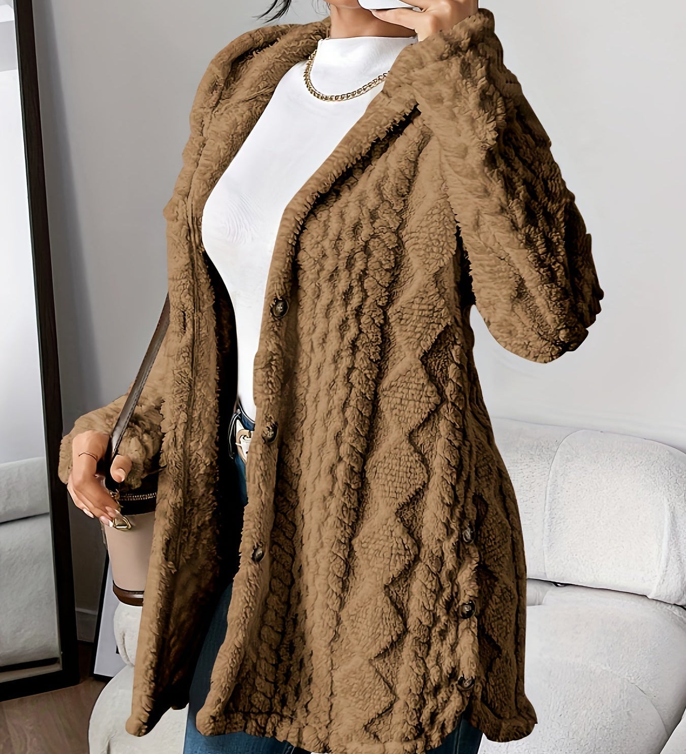 Sarahi™ | Kabát s měkkou huňatou kapucí