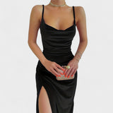 Gabriela - Sametové šaty s bočním rozparkem