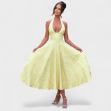 Halina - Midi šaty s korzetovým topem a volánovými detaily