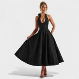 Effie - Midi šaty s texturou a V výstřihem