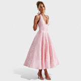 Effie - Midi šaty s texturou a výstřihem do V