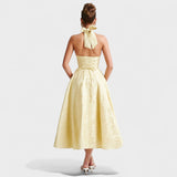 Effie - Midi šaty s texturou a výstřihem do V