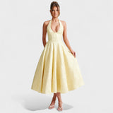 Effie - Midi šaty s texturou a výstřihem do V