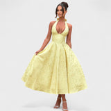 Effie - Midi šaty s texturou a výstřihem do V