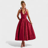 Effie - Midi šaty s texturou a výstřihem do V