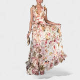 Isabela - Dlouhé šaty s květinovými volánky