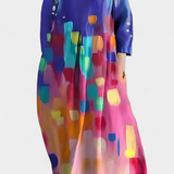 Anne | Lehké šaty s V-výstřihem a barevným potiskem