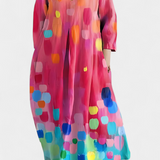 Anne | Lehké šaty s V-výstřihem a barevným potiskem