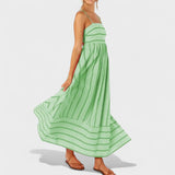 Isabel - Dlouhé pruhované šaty s elegantním designem