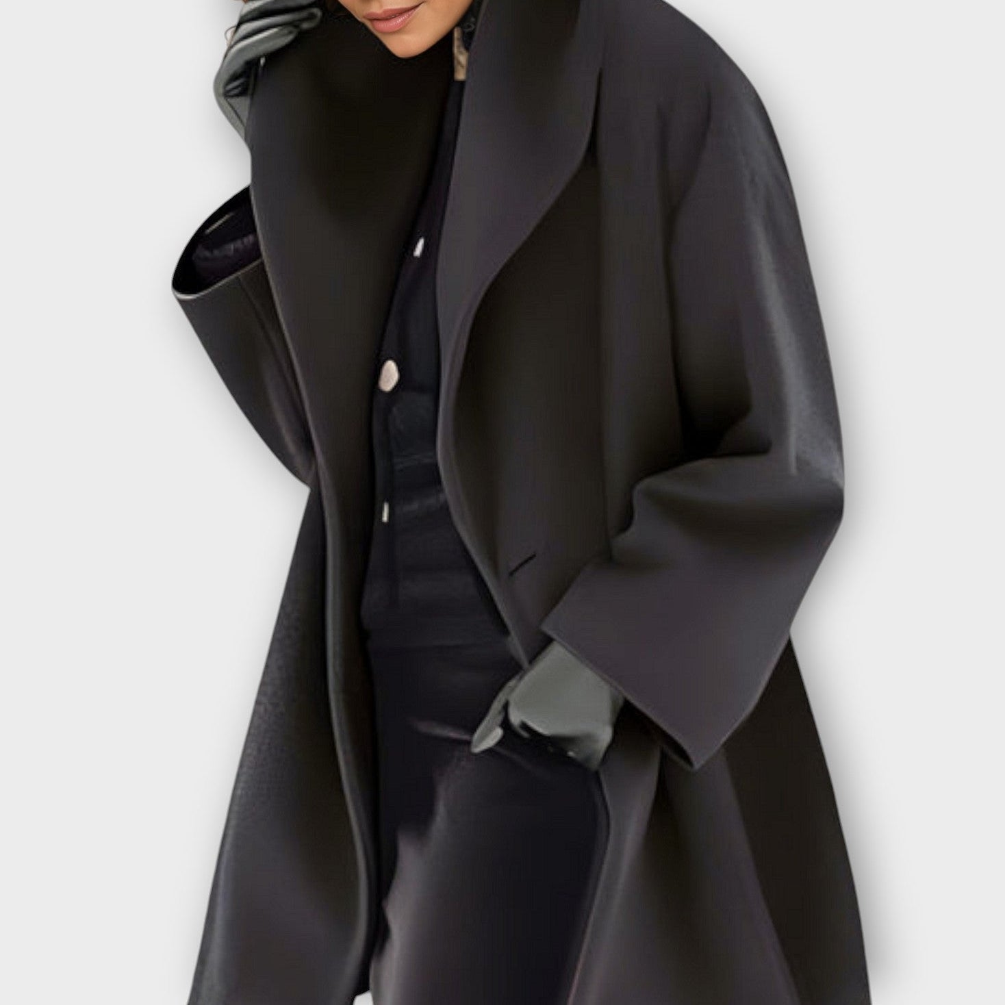 Jelena – Stylový dlouhý zimní kabát s volným střihem