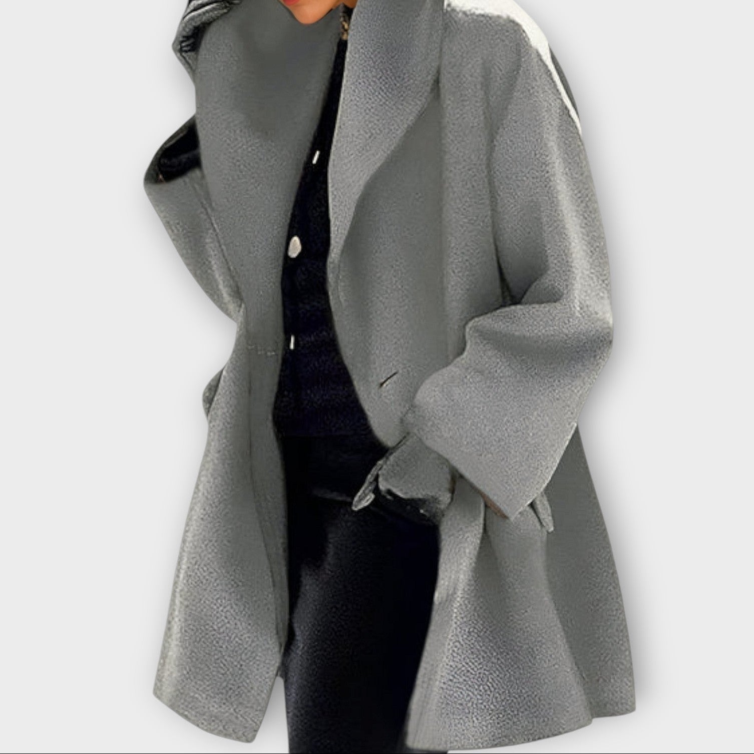 Jelena – Stylový dlouhý zimní kabát s volným střihem