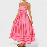 Isabel - Dlouhé pruhované šaty s elegantním designem