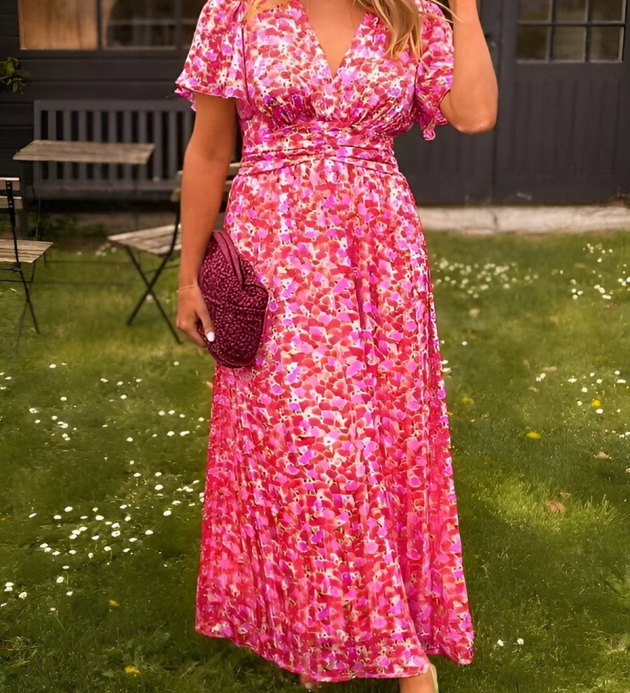 Sandra | Elegantní maxi šaty s V výstřihem