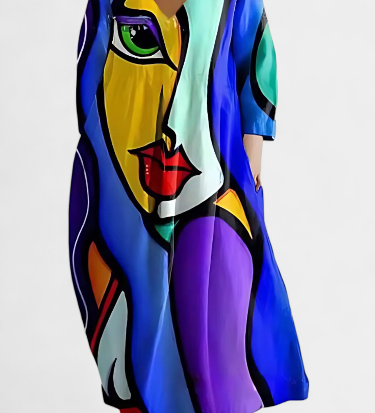 Anne | Lehké šaty s V-výstřihem a barevným potiskem