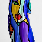 Anne | Elegantní šaty s V výstřihem a barevným potiskem