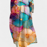 Anne | Lehké šaty s V-výstřihem a barevným potiskem