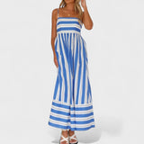 Isabel - Dlouhé pruhované šaty s elegantním designem