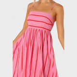 Isabel - Dlouhé pruhované šaty s elegantním designem