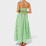 Isabel - Dlouhé pruhované šaty s elegantním designem