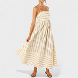 Isabel - Dlouhé pruhované šaty s elegantním designem