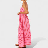 Isabel - Dlouhé pruhované šaty s elegantním designem